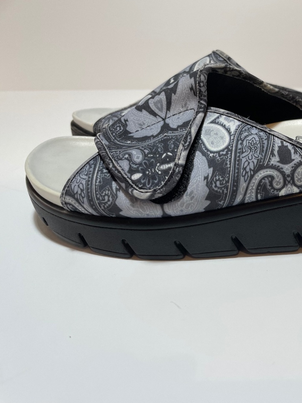 Alegria Platform Slide Sandals Black White Women's 10 - Picture 5 of 10